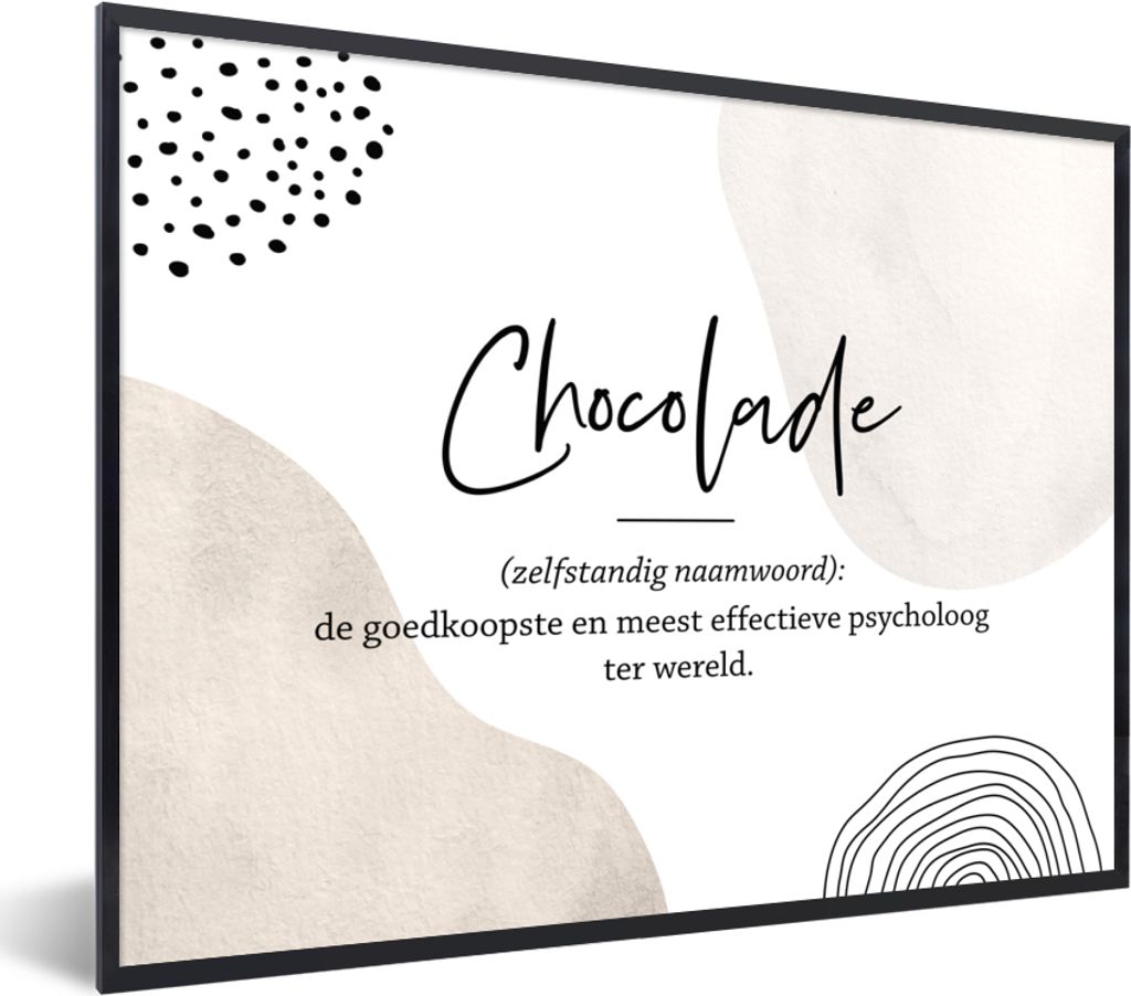 MuchoWow Gerahmtes Poster Sprichwörter - Schokolade - Zitate - Wörterbuch - Definition Schokolade 40x30 cm - Poster mit Schwarzem Bilderrahmen ...