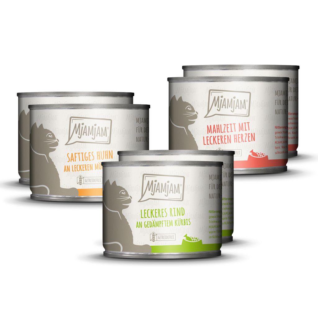 MjAMjAM 6x200g Mixpaket I Nassfutter für Katzen Hauptfutter natur