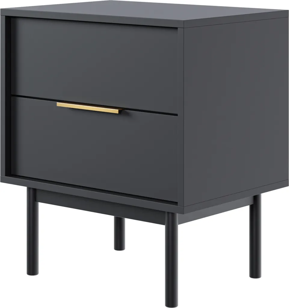 Table de nuit Viviaro noire 54 cm : fini le désordre avec ses 2 tiroirs