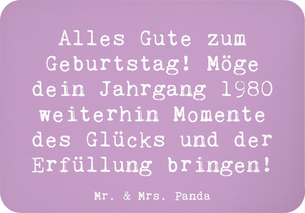 Mr. & Mrs. Panda Kühlschrankmagnet Spruch 1980 Geburtstag - Lavendeltraum - Geschenk, geboren, Geburtstagsfreude, besondere Geschenke, Pinnwandmag...