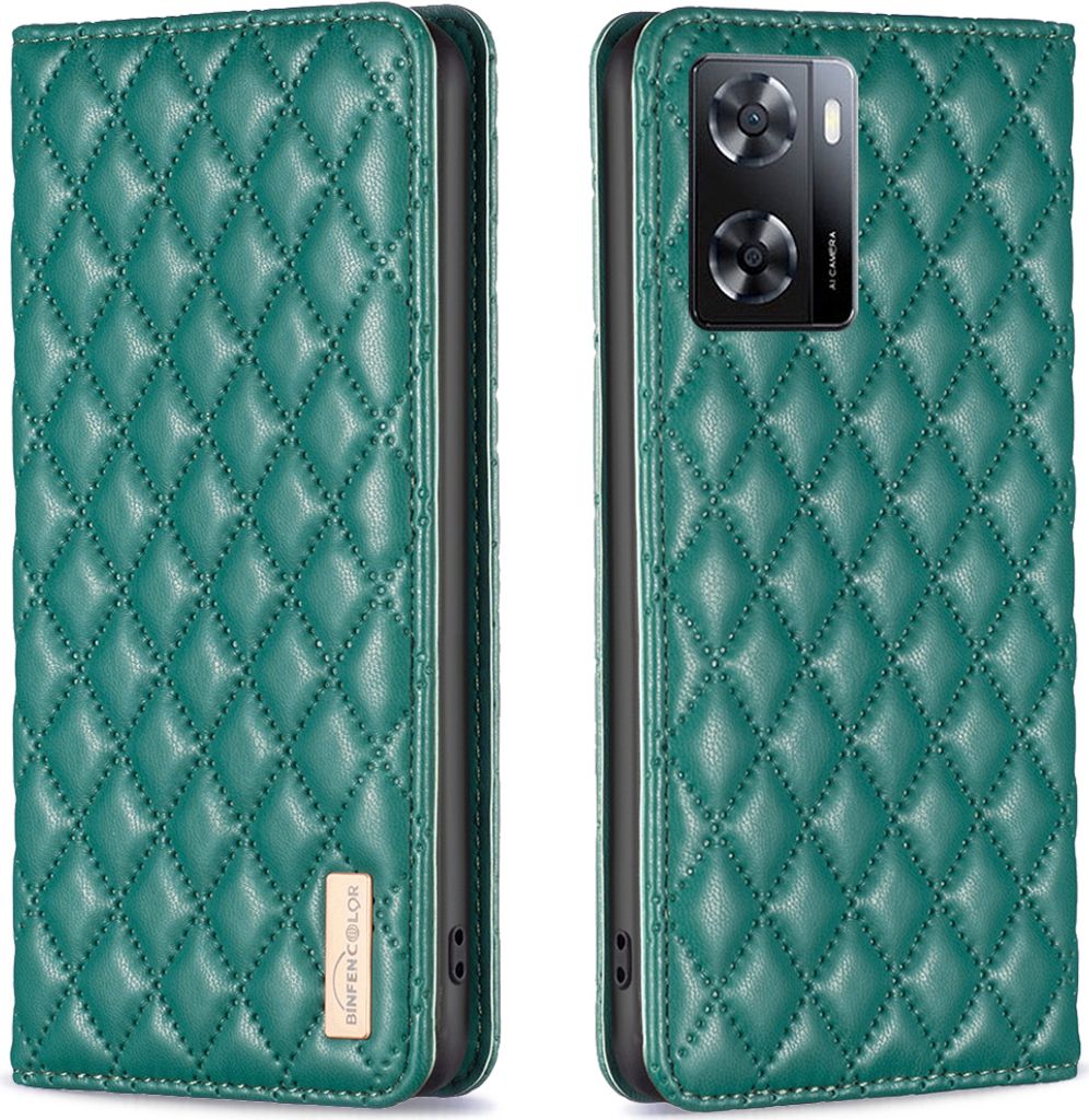 OPPO A57 4G Hülle, Elegant Bookstyle Flip Leder Kartenfächer Schutzhülle mit Ständer für OPPO A57 4G Grün