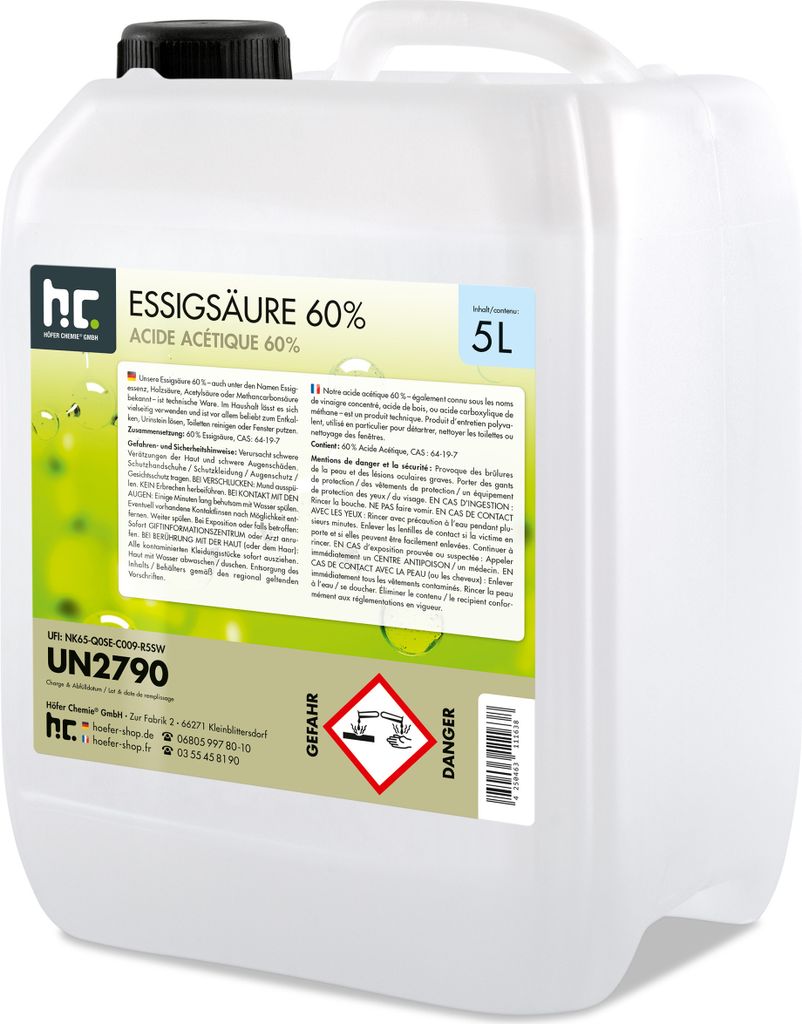1x5 L Höfer Chemie® hochprozentige Essigsäure 60% zur Produktbild