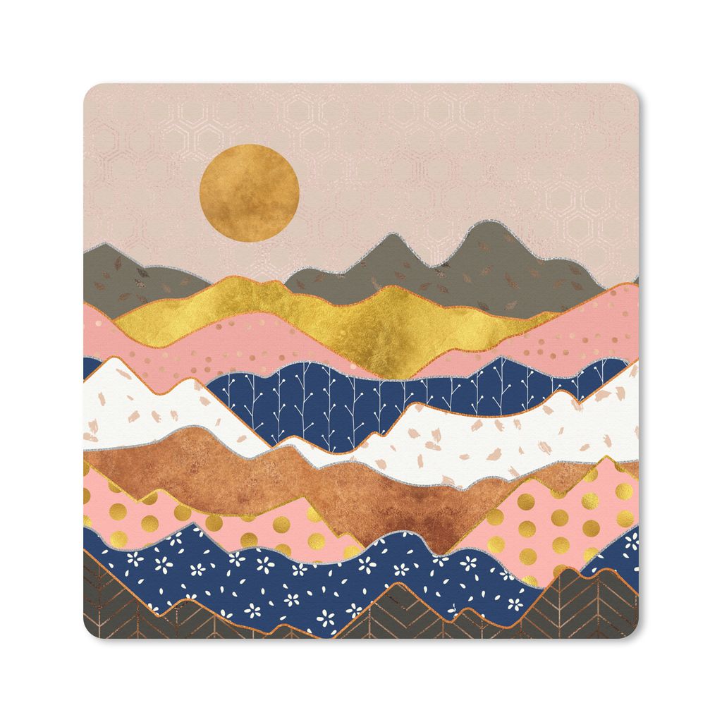 MuchoWow Mauspad Mousepad Muster - Gold - Pastell 20x20 cm - Mousepads - Maus Mat - Pad - Mausunterlage - Desk Mat - Bureauartikeln