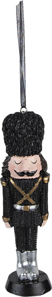 Clayre & Eef Weihnachtsanhänger Nussknacker 13 cm Schwarz Kunststoff