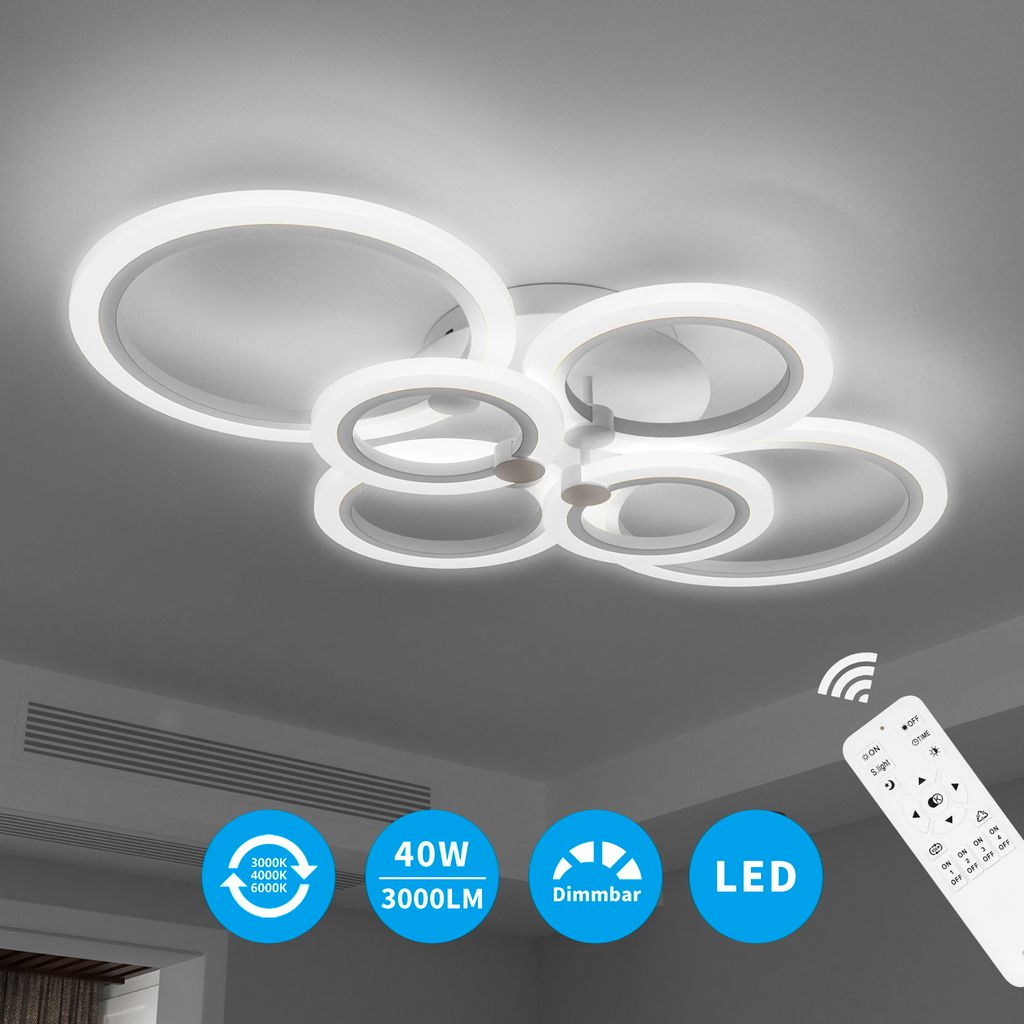 LED 54W Deckenleuchte Dimmbar Deckenlampe Wohnzimmer Leuchte Fernsteuerung Flur 
