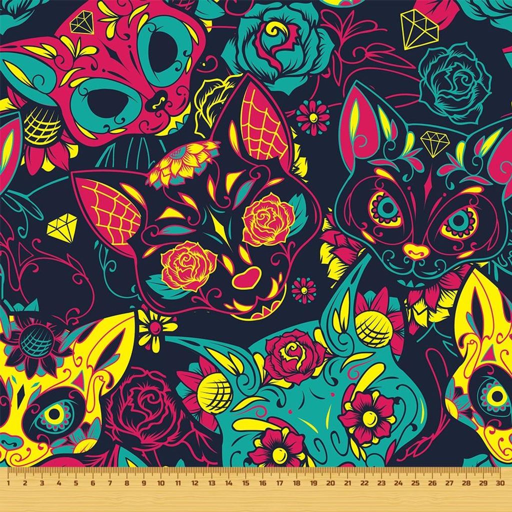 OUTDOOR DEKOSTOFFE OXFORD Motiv bunte Masken I DR035