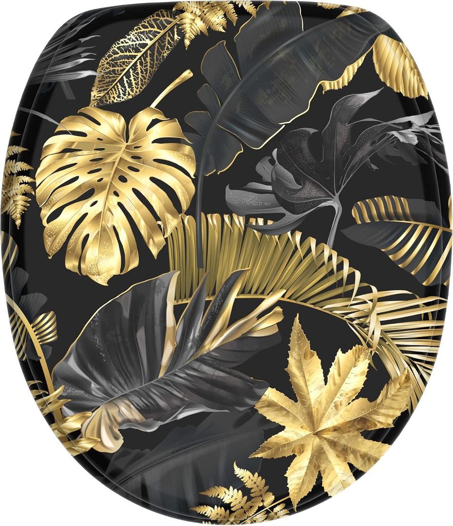 SANILO® WC-bril Golden Leaves, toiletdeksel rechtstreeks Productafbeelding 