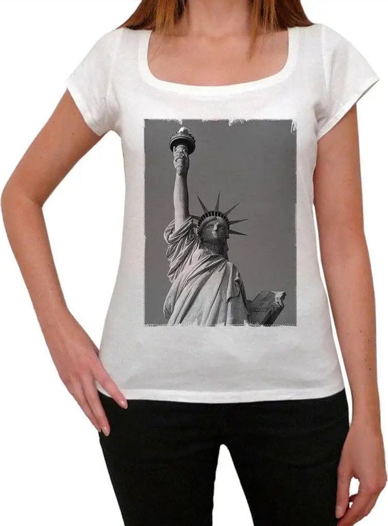 Damen Grafik T-Shirt Freiheitsstatue – Statue Of Liberty – Öko-Verantwortlich Vintage Jahrgang Kurzarm Lustige Druck Geburtstag Geschenk Frau