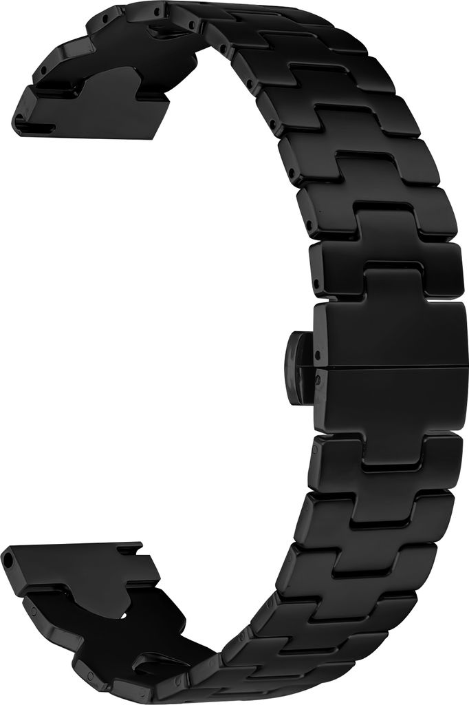 INF Edelstahl-Butterfly-Schnallenband 22mm für Samsung Galaxy Watch, Huawei Serie Schwarz