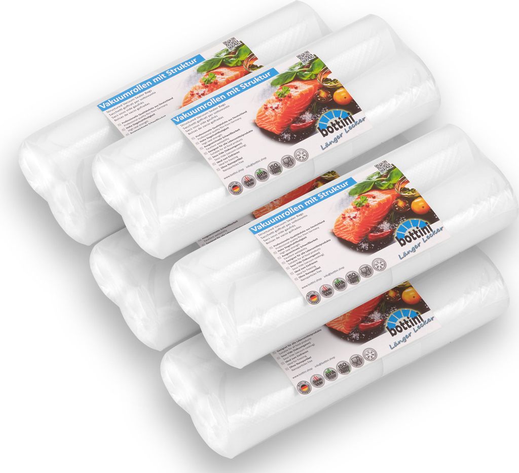 10 x Vakuumrolle 25 x 600 cm für Lebensmittel geeignet für Produktbild 