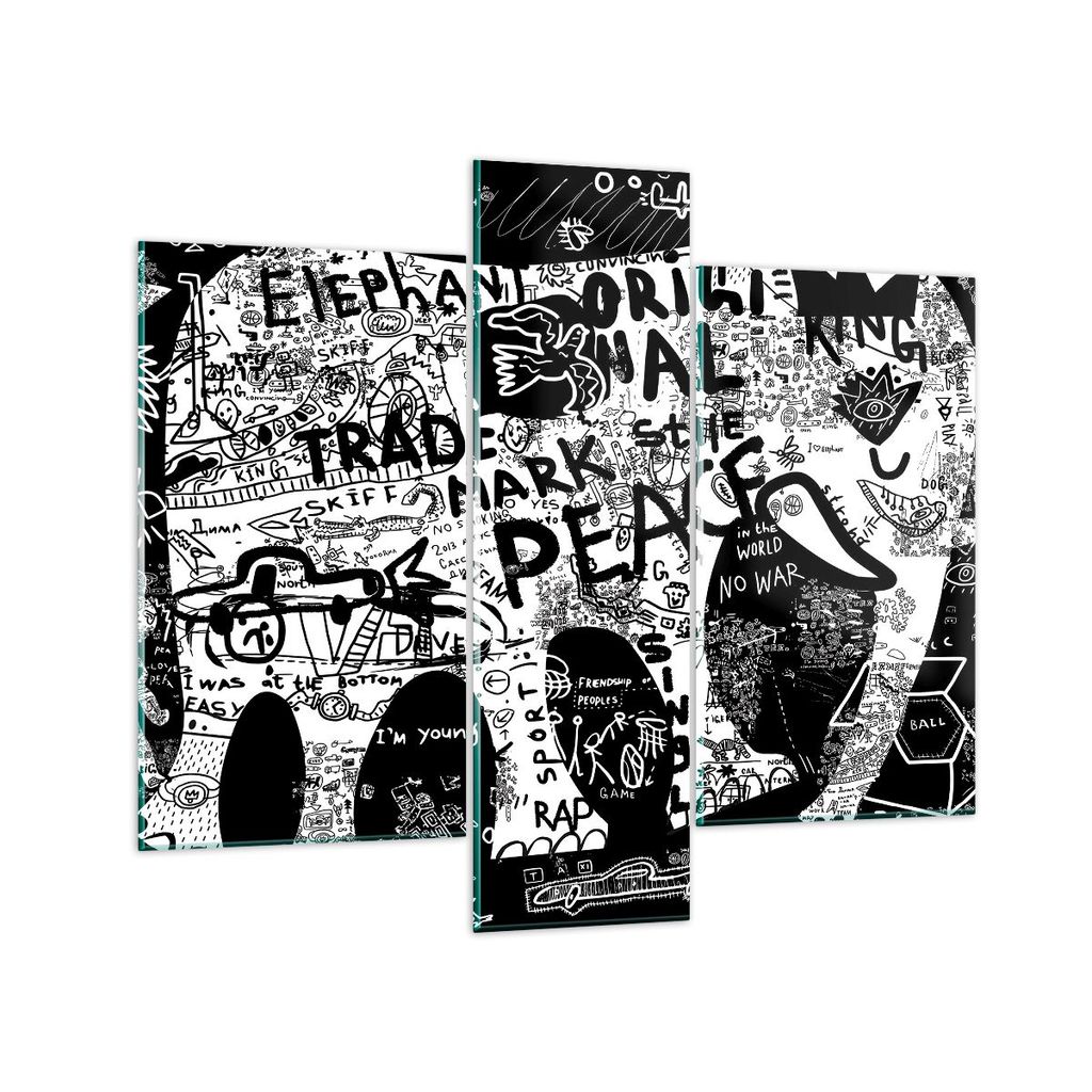 Bilder auf glas - Elefant symbol abstraktion tier - 95x80cm - Glasbilder - Wandbilder - Kunstdruck - zum Aufhängen bereit - Wanddekoration aus Gla...