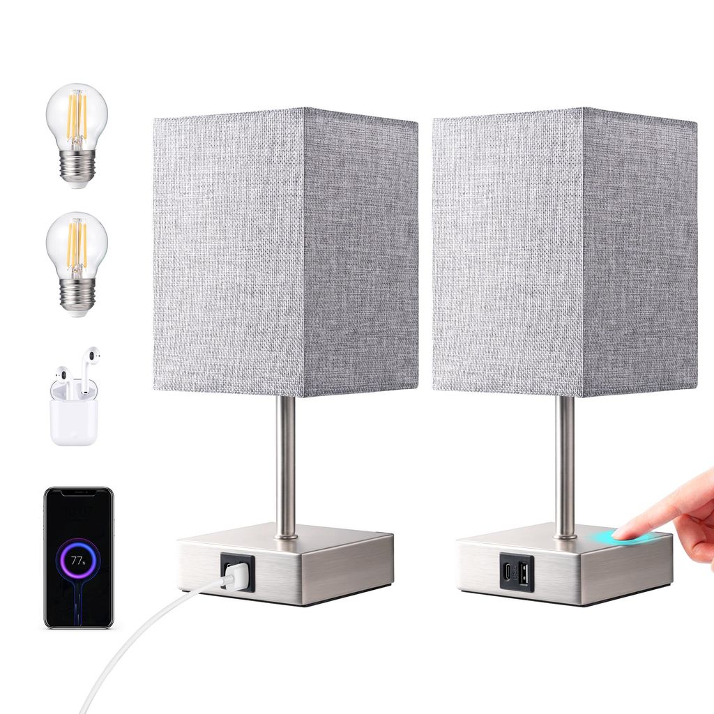 EDISHINE Zestaw 2 lamp stołowych z funkcją ładowania, Zdjęcie produktu 