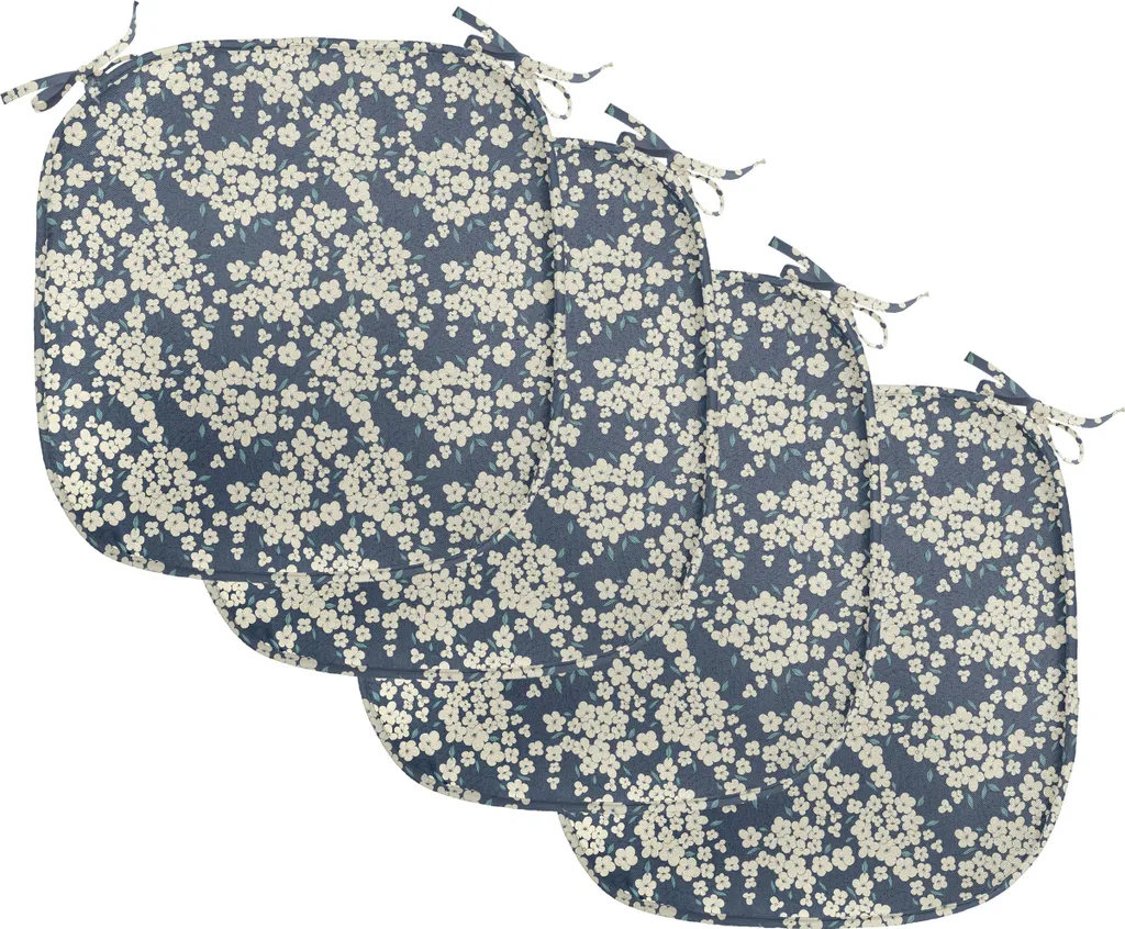 Set de 4 Coussins de Chaise pour Salle à Manger et Cuisine Bleu Nuit