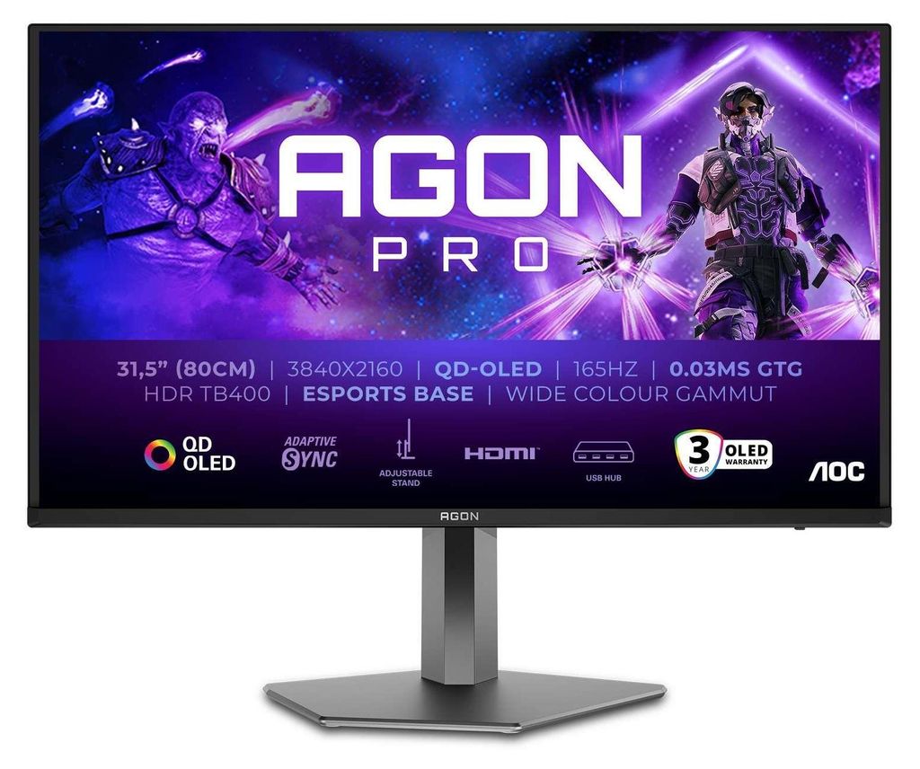 AOC AGON PRO AG326UD Computermonitor 80 cm (31,5") 3840 x 2160 Pixel 4K Ultra HD QD-OLED Schwarz