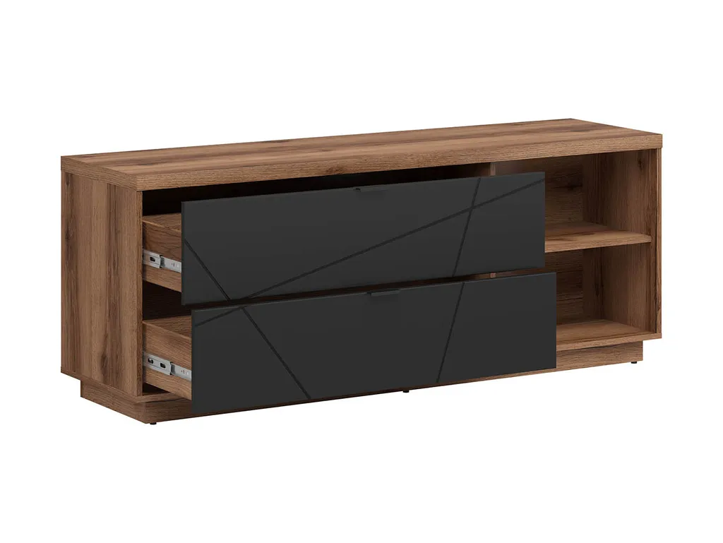 Meuble TV 156 cm Forn avec 2 Tiroirs et Niche Ouverte Chêne Delano