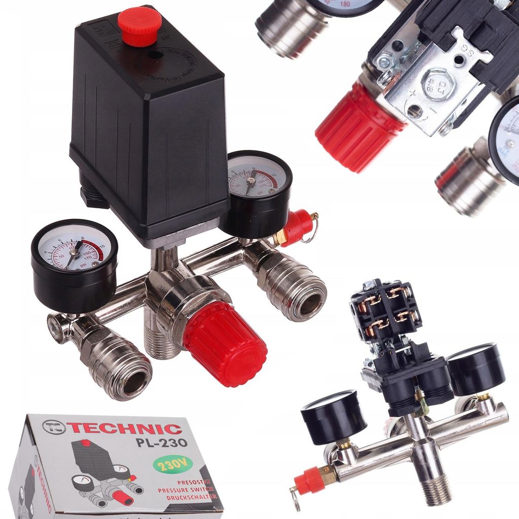 Druckschalter Für Kompressor 230 V Mit Druckreduzierer Und Produktbild 