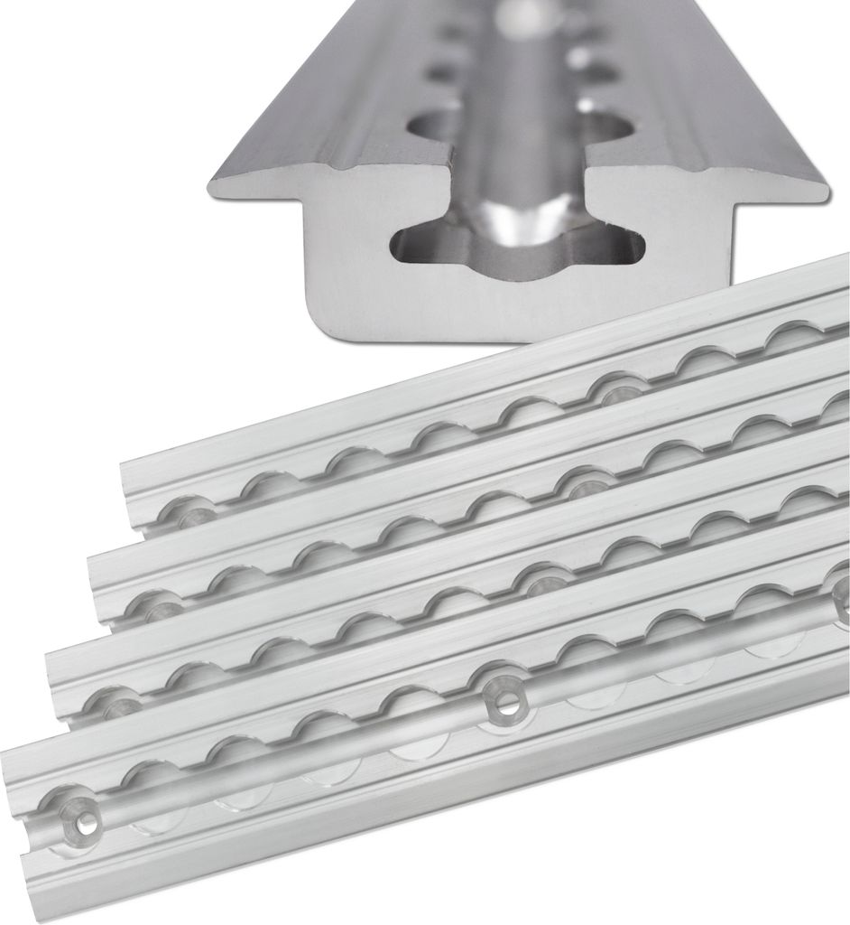 Airlineschiene Bodenprofil Aluminium 1,5 m, 2er Set - silber eloxiert | Einlassprofil Zurrschienen