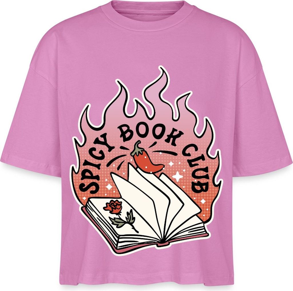 Spreadshirt Spicy Book Club – Für heiße Lesenächte Boxy Shirt Damen, XS, Pink
