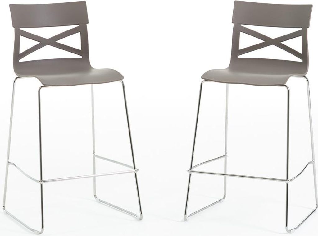 2er-Set Barhocker aus glasfaserverstärktem Polypropylen mit Metallbeinen – Sitzhöhe 65 cm, modernes und robustes Design ideal für Küche und T...