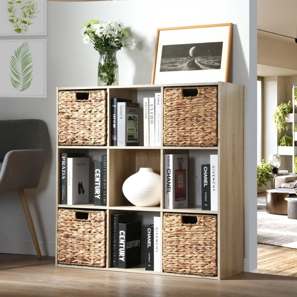 Étagère 9 cases structure robuste 104cm design scandinave bois clair - 2
