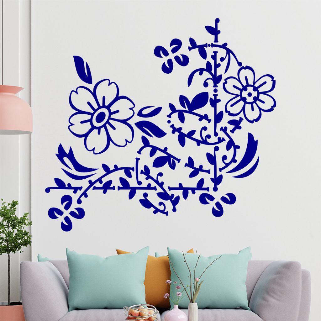 Blumenranke - Linien Wandtattoo in 6 Größen - Wandaufkleber Wall Sticker - Dekoration, Küche, Wohnzimmer, Schlafzimmer, Badezimmer