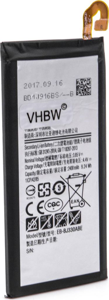 vhbw Akku kompatibel mit Samsung Galaxy SM-J330L, SM-J330G, SM-J330G/DS, SM-J330FN Handy Smartphone Telefon (2400 mAh, 3,85 V, Li-Polymer)