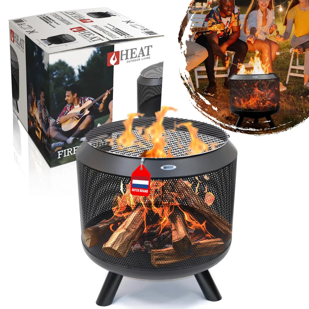 Foyer de jardin pour soirées détendues - Corbeille à feu Trommel Noir HEAT