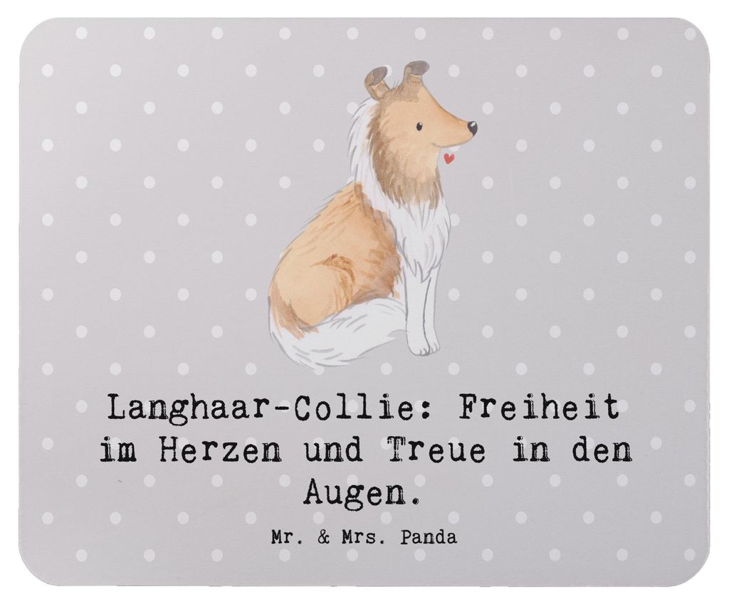 Mr. & Mrs. Panda Mouse Pad Langhaar Collie Treue - Grau Pastell - Geschenk, mauspad laptop, Hunderassen Eigenschaften, Hundecharakter, intelligente...