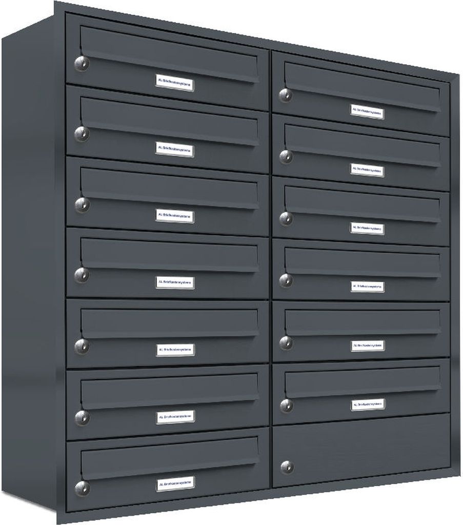 13er Briefkasten Anlage Unterputz Montage RAL 7016 Anthrazit