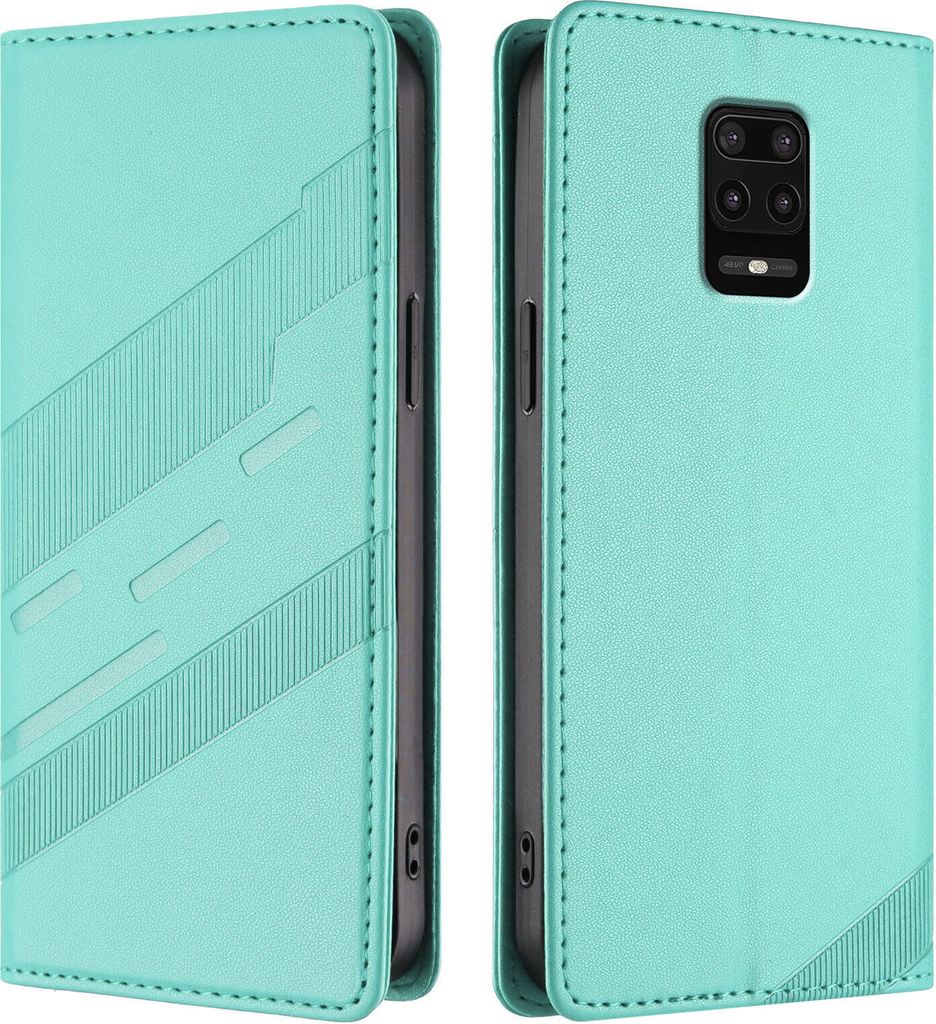 Hülle für Xiaomi Redmi Note 9s/Note 9 Pro/Note 9 Pro Max, Kunstleder Brieftaschen Handyhülle mit Kartenfach und Standfunktion Türkis