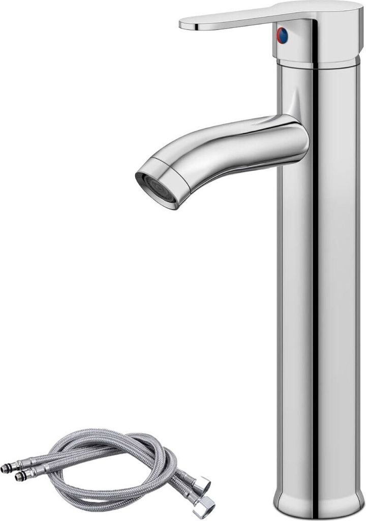 Waschtischarmatur Badezimmer Bad Wasserhan Waschbecken Armatur Einhand Mischbatterie für Aufsatzwaschbecken,(Silber)