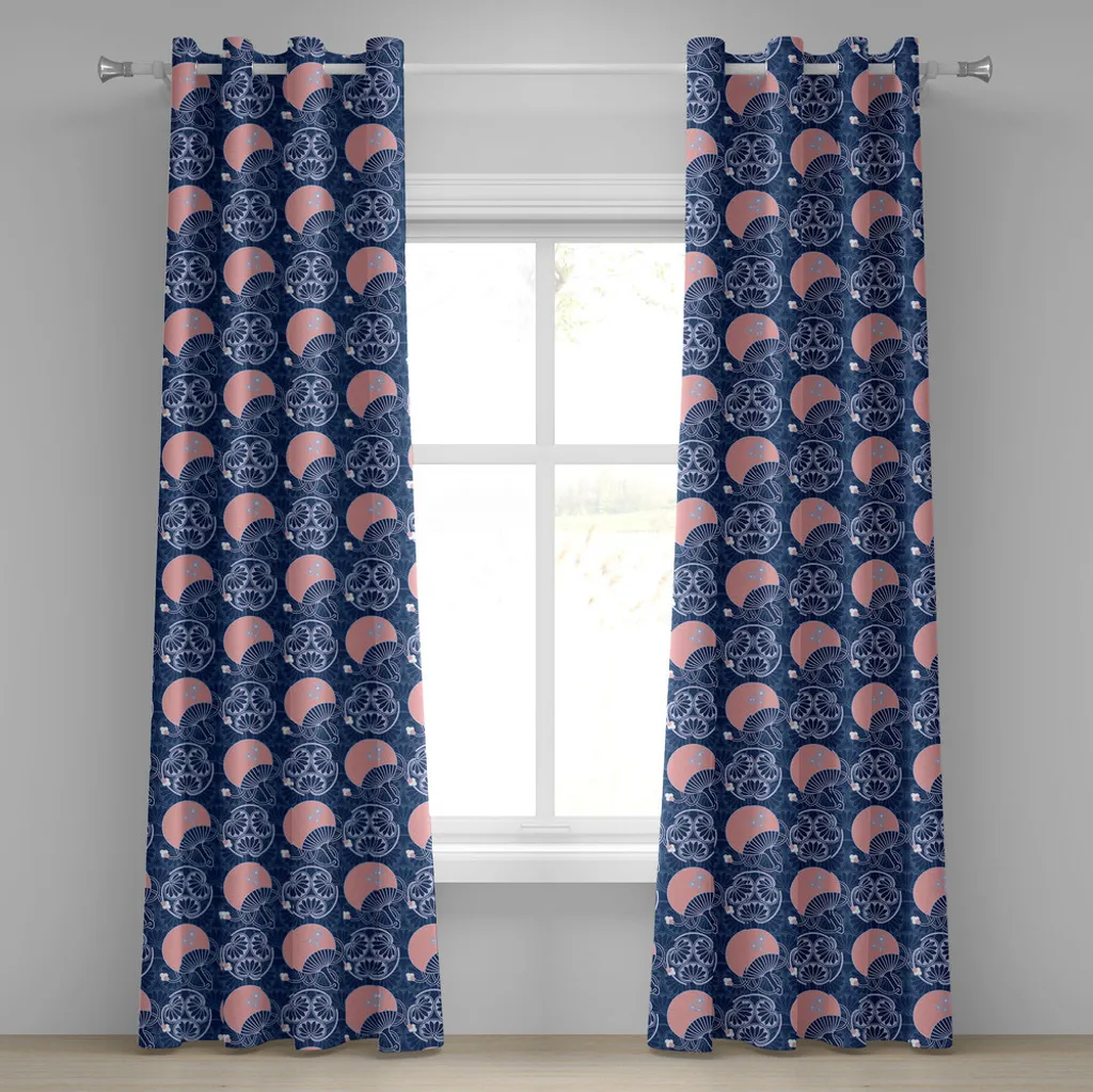 Rideau à fleurs orientales bleu marine avec œillets 280x245cm durable