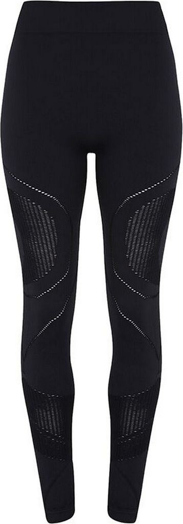 TriDri Damen Sport-Leggings Reveal, 3D-Passform, nahtlos RW6566 (XL) (Schwarz)