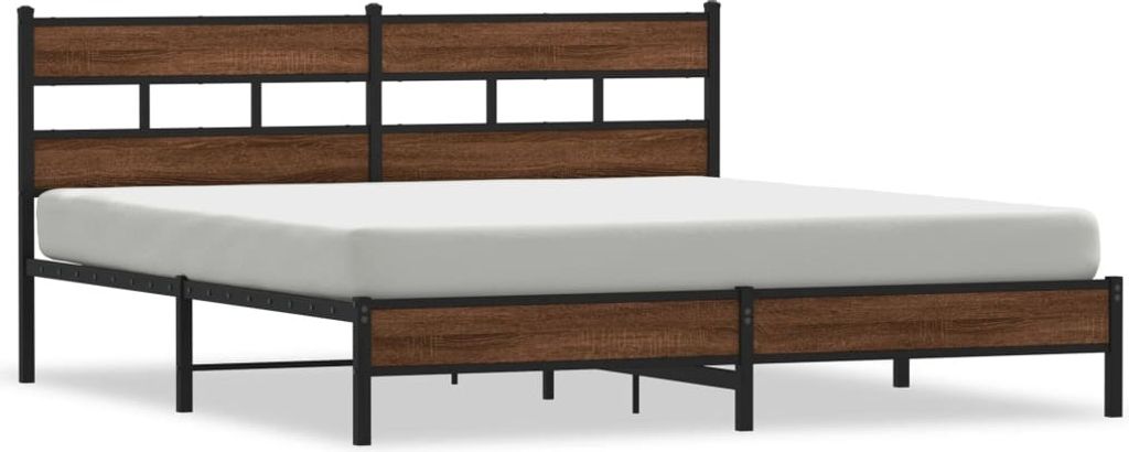 Metallbett ohne Matratze Braun Eichen-Optik 193x203 cm