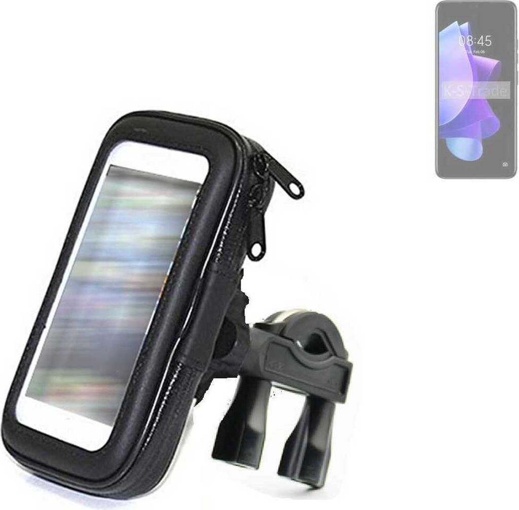 K-S-Trade Fahrrad-Halterung kompatibel mit Tecno Pop 7 Handy-Halterung Halter Lenkstange Fahrradhalterung Motorrad Bike Mount Wasserabweisend