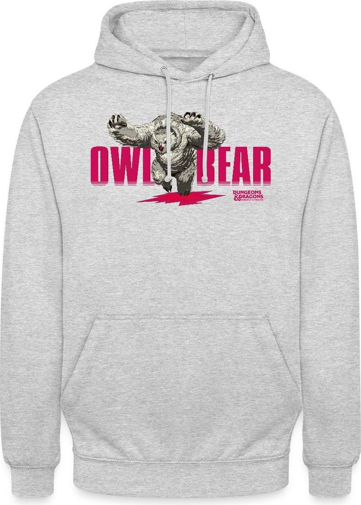 Spreadshirt Dungeons & Dragons DND Owlbear Uni Hoodie, XL, Hellgrau meliert