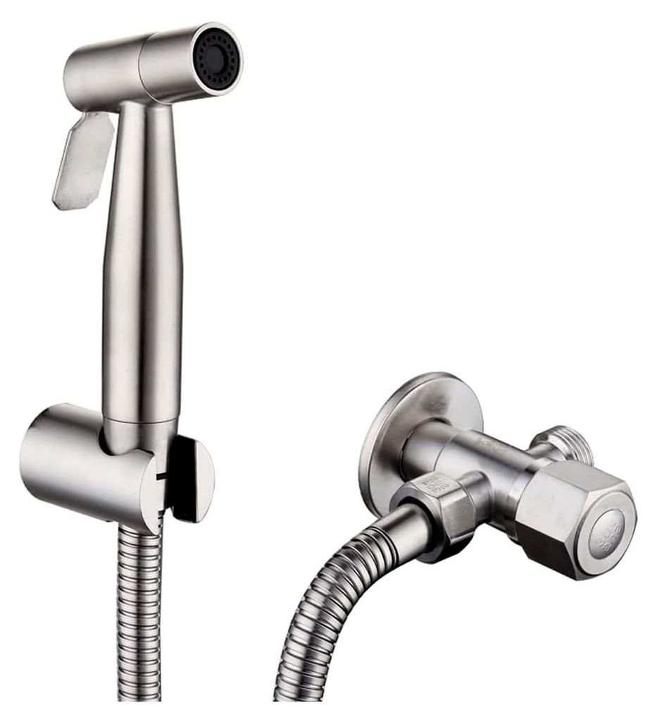 Hand-WC-Wasserhahn-Sprüher, Edelstahl-Badezimmer-Handsprühpistolen-Set, selbstreinigender Duschkopf