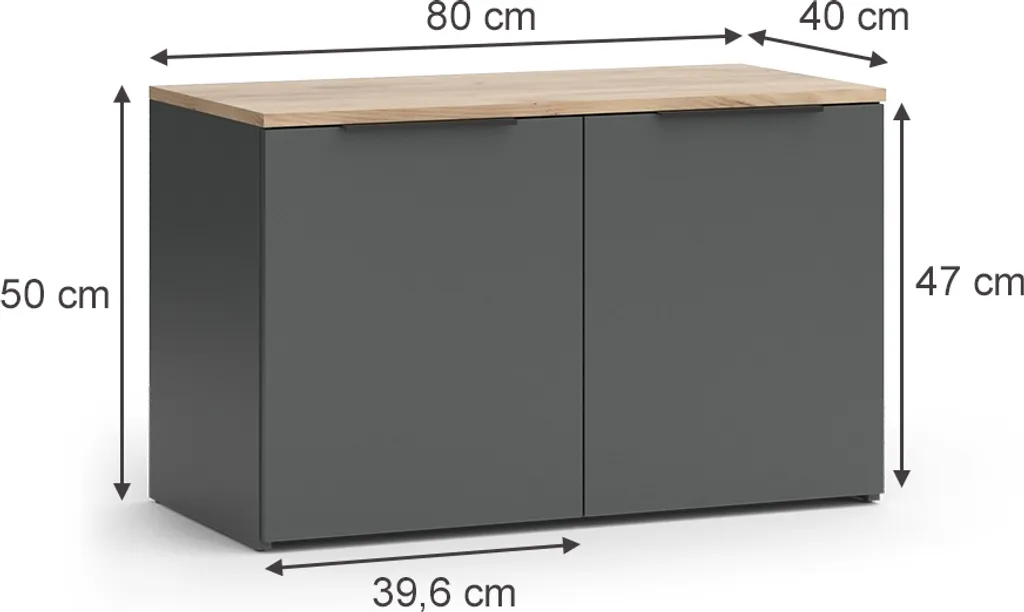 Petit Buffet Anthracite Vicco Wido : Solution de Rangement 80x50 cm - 3