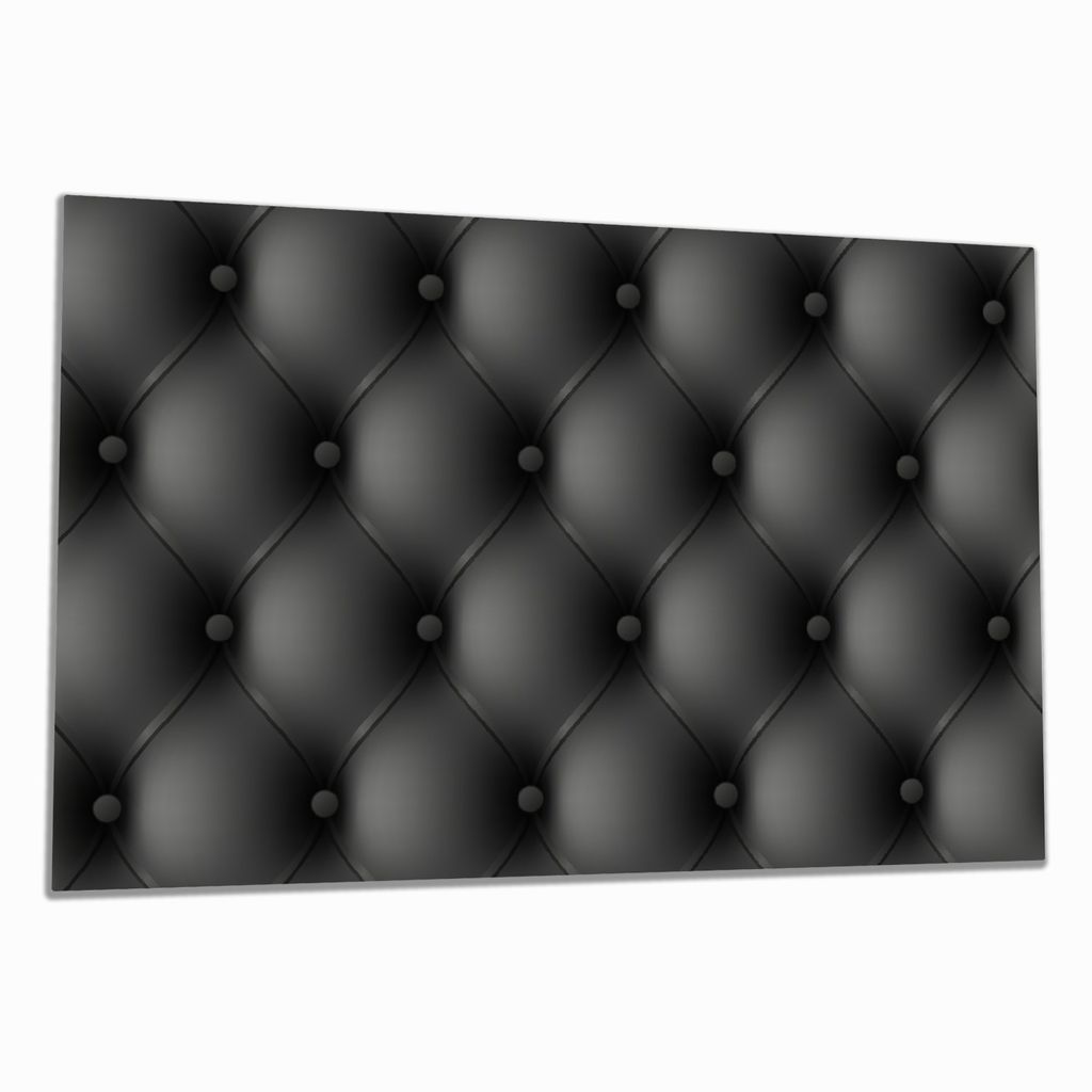 Wallario Herdabdeckplatte aus Glas, Größe 80 x 52 cm 1-teilig, Motiv Schwarze Ledertür