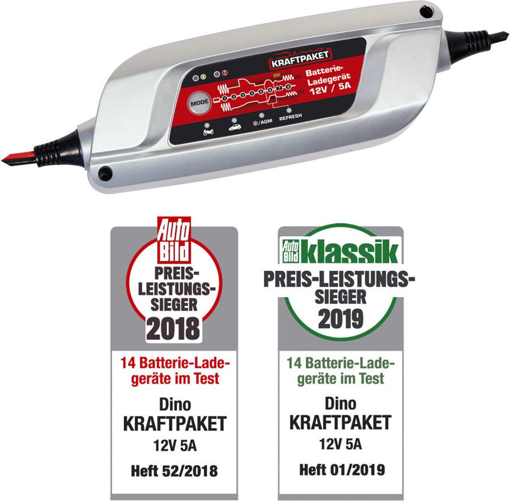 Dino Kraftpaket Batterieladegerät 12V 5A PKW Auto Motorrad Produktbild 2