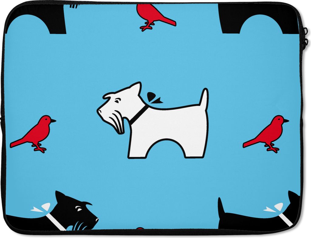MuchoWow Laptop Hülle 17 Zoll Laptoptasche Hund - Vogel - Tiere - Muster - Kinder - Zipper - Schutzabdeckung