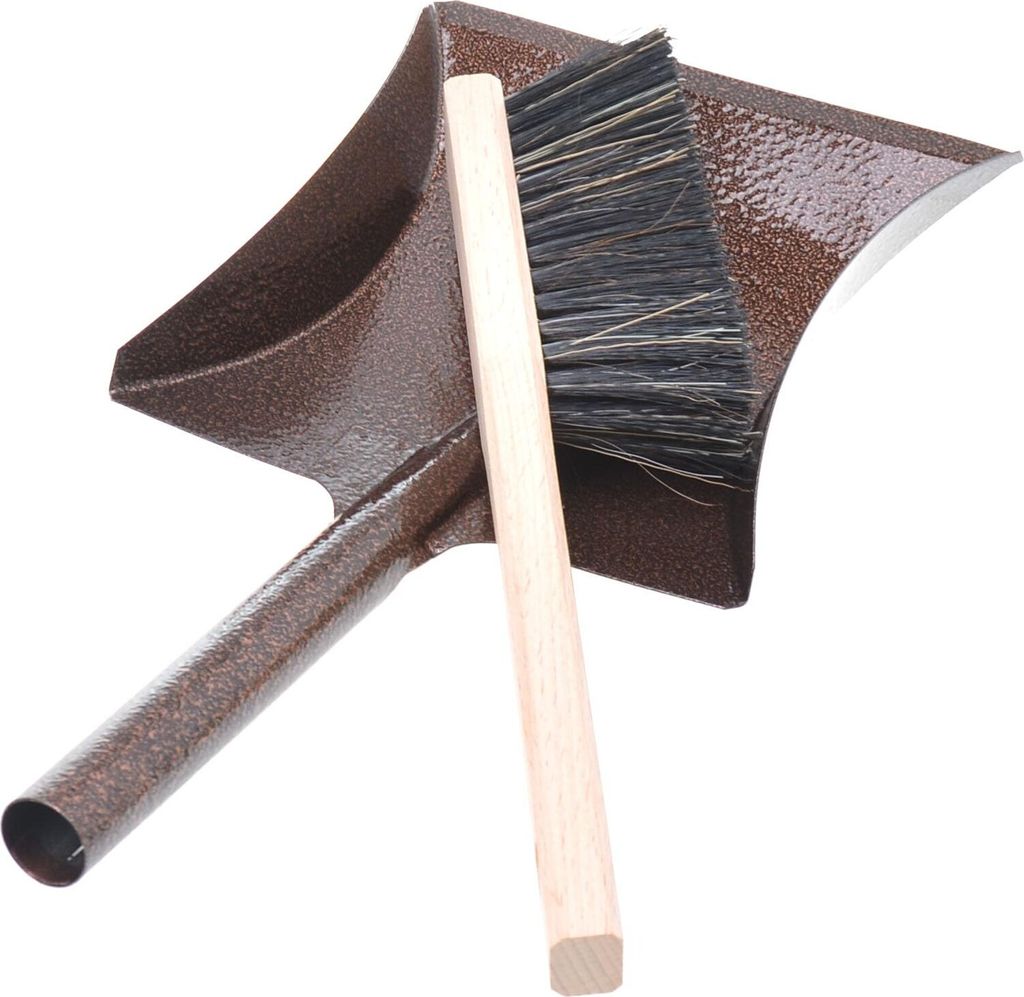 Kehrschaufel Metall mit kurzem Metallgriff - Kehrichtschaufel Kehrblech zum Reinigen und Kehren + Handbesen mit langem Stiel - Holzbesen - Kehrwisc...