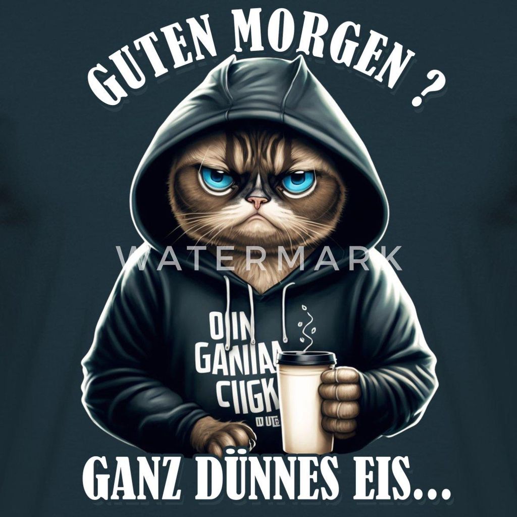 Spreadshirt Guten Morgen Ganz Dünnes Eis Katze Männer T-Shirt, XL, Navy