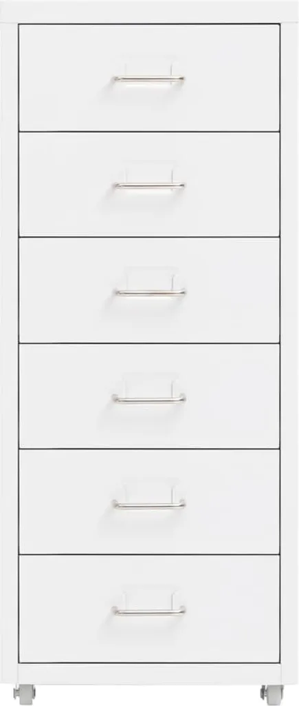 Caisson de bureau mobile en métal blanc avec tiroirs de rangement