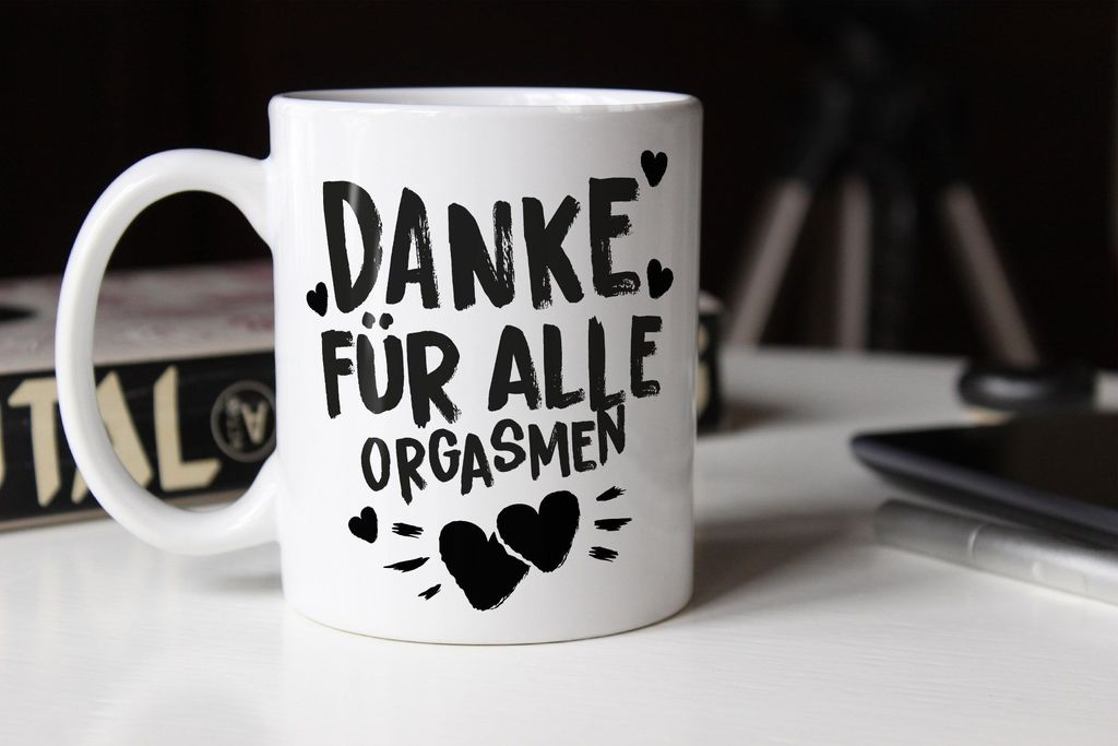 Tasse Mit Frechem Spruch 'Danke Für All Die Orgasmen' – Schwarz, 330 Ml, Spülmaschinenfest, Lustiges Geschenk