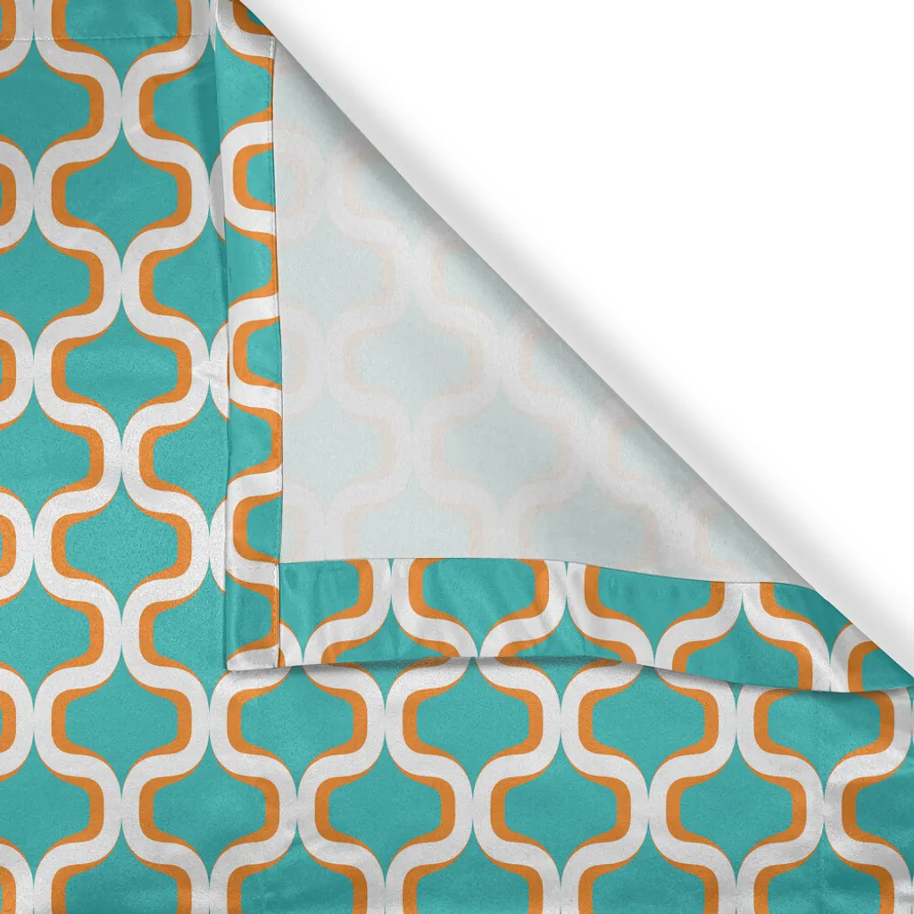 Rideau à œillets pour cacher le vis-à-vis avec un motif 70s chic