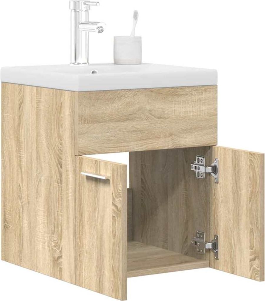 Waschbeckenunterschrank Einbaubecken Wasserhahn Sonoma-Eiche - Badezimmer