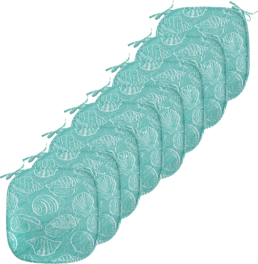 Lot de 8 Galettes de Chaise Imperméables 40x40 cm avec Attaches Solides