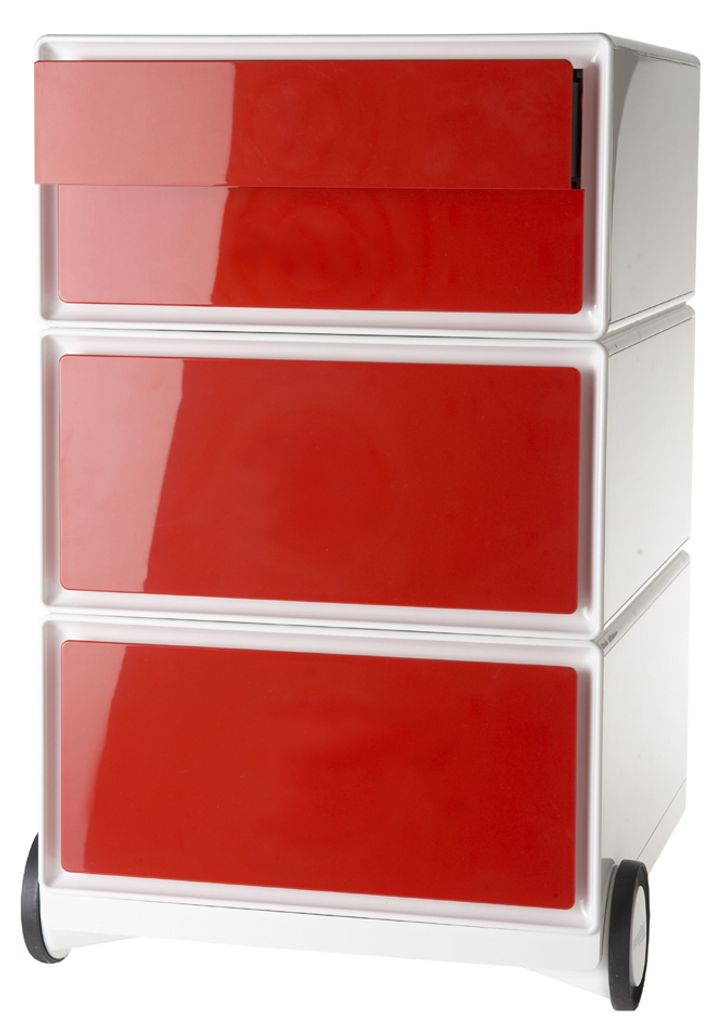 PAPERFLOW Rollcontainer easyBox 4 Schübe weiß / rot