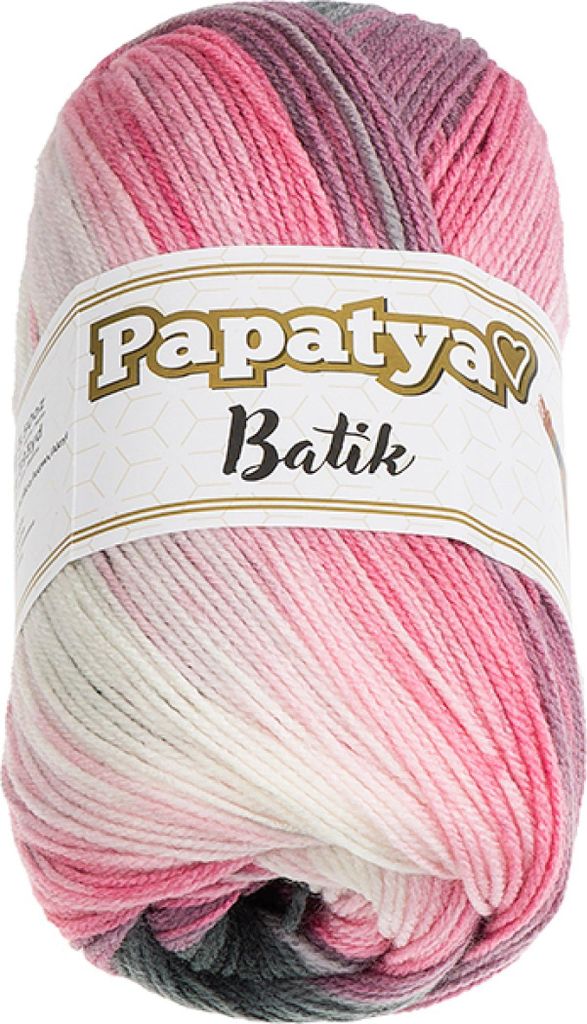 PAPATYA BATIK - 100g / 360 m - Blanc,Gris,Rose Image du produit 